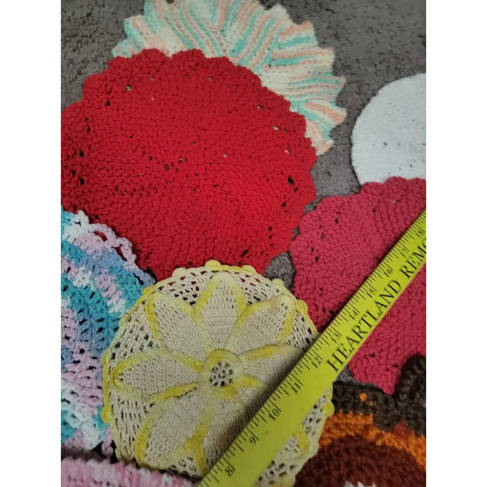 Vintage Crocheted Potholders Kitchen Hot Pads Lot 7 Pieces